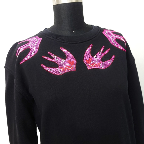 Alexander Mcqueen McQ Embroidered Bird Swollow Distressed Knit Sweater D… - Picture 2 of 10